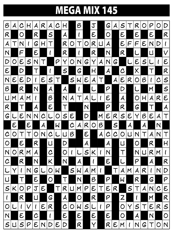 MEGA Competition Solutions Issue 145 Lovatts Crossword Puzzles 